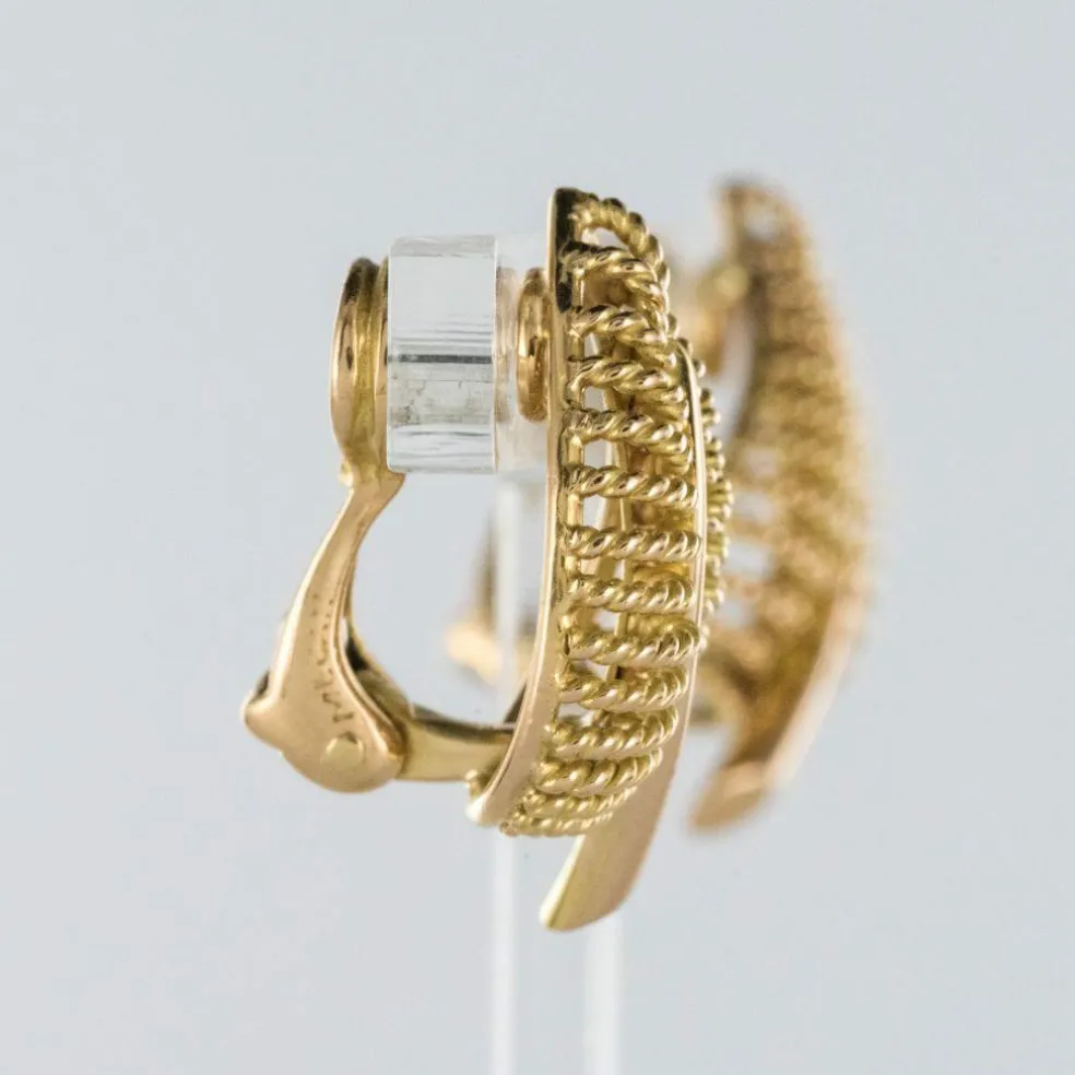 Boucles d'oreilles clips feuilles d'or