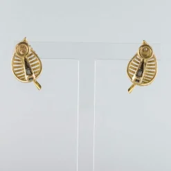Boucles d'oreilles clips feuilles d'or