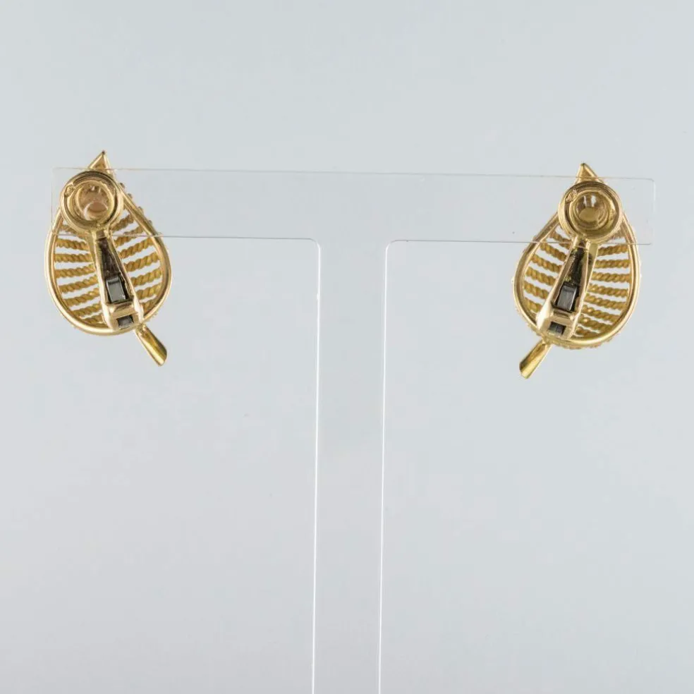 Boucles d'oreilles clips feuilles d'or