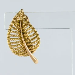 Boucles d'oreilles clips feuilles d'or