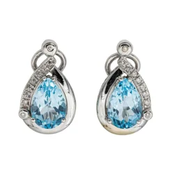 Boucles d'oreilles Clips Or blanc Topaze