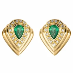 Boucles d'oreilles Clips Or jaune Emeraude