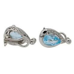 Boucles d'oreilles Clips Or blanc Topaze