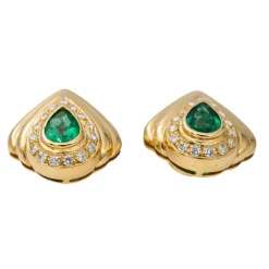 Boucles d'oreilles Clips Or jaune Emeraude