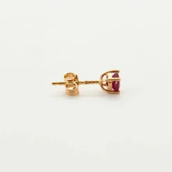 Boucles d'oreilles clous or jaune rubis
