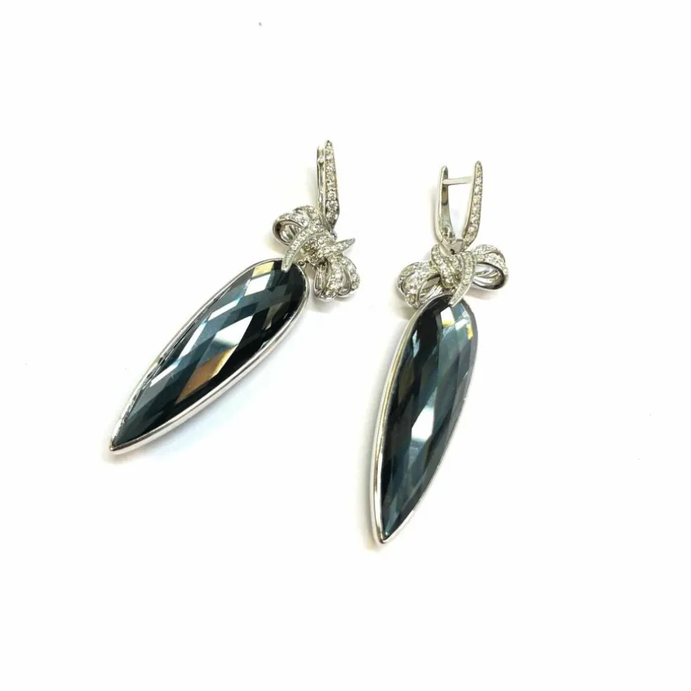 Boucles d’oreilles cocktail or blanc diamants