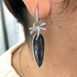 Boucles d’oreilles cocktail or blanc diamants
