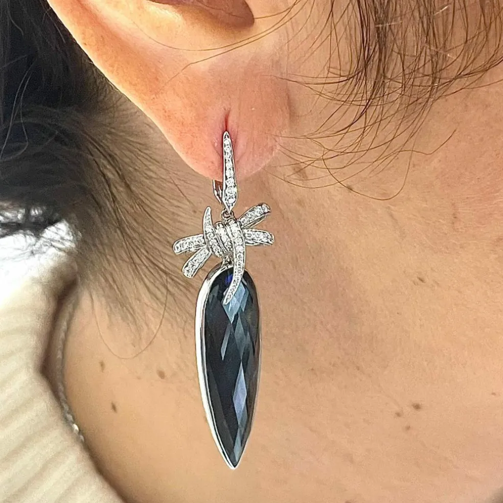 Boucles d’oreilles cocktail or blanc diamants