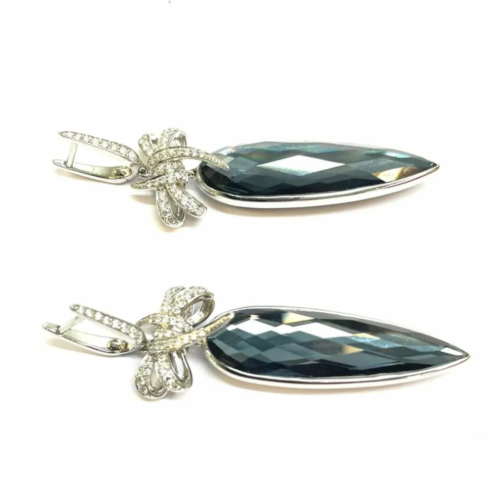 Boucles d’oreilles cocktail or blanc diamants