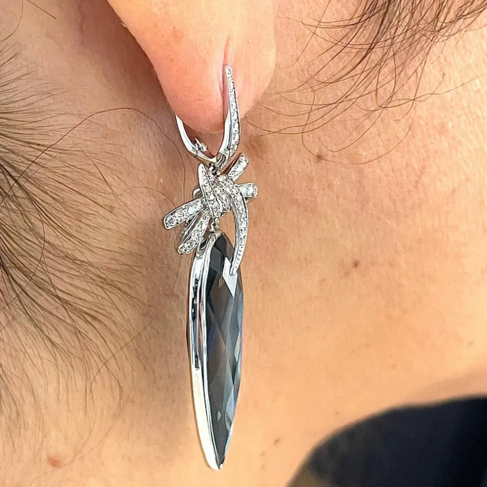 Boucles d’oreilles cocktail or blanc diamants
