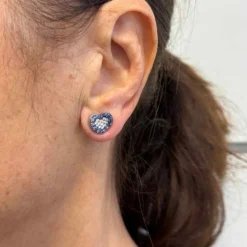 Boucles d'oreilles coeur diamants et saphirs