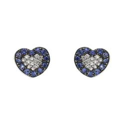 Boucles d'oreilles coeur diamants et saphirs
