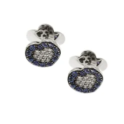 Boucles d'oreilles coeur diamants et saphirs
