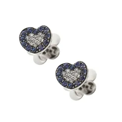 Boucles d'oreilles coeur diamants et saphirs
