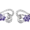 Boucles d'oreilles coeurs et fleurs en or blanc 18 carats