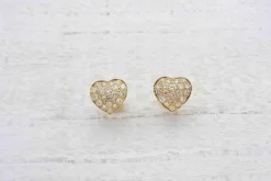 Boucles d'oreilles coeurs diamants en or jaune 18k