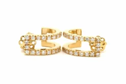 Boucles d'oreilles contemporaines en or jaune 18 carats serties de diamants "taille" brillant (+-0.45ct)