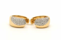 Boucles d'oreilles contemporaines en or jaune 18 carats serties de diamants "taille" brillant (+-0.448ct)