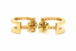 Boucles d'oreilles contemporaines en or jaune 18 carats serties de diamants "taille" brillant (+-0.45ct)