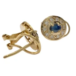 Boucles d'oreilles contemporaines du XXe siècle en or 18 carats avec diamants et saphirs