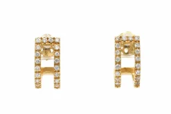Boucles d'oreilles contemporaines en or jaune 18 carats serties de diamants 