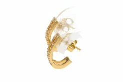 Boucles d'oreilles contemporaines en or jaune 18 carats serties de diamants 