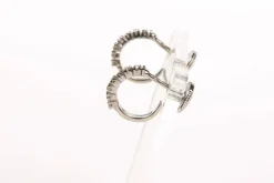 Boucles d'oreilles contemporaines or blanc diamants