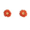 Boucles d'oreilles corail et or