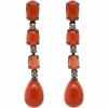 Boucles d'oreilles corail diamants Or noir