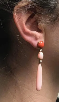 Boucles d'oreilles Corail Diamants
