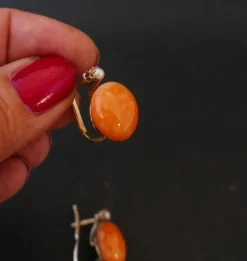 Boucles d'Oreilles Corail Peau d'Ange Et Perle