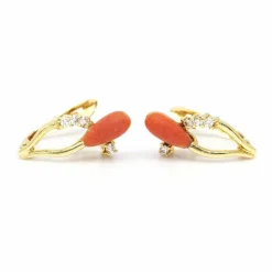 Boucles d'oreilles Corail Antique en Or Jaune