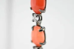 Boucles d'oreilles corail diamants Or noir