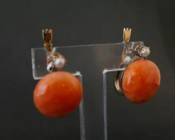 Boucles d'Oreilles Corail Peau d'Ange Et Perle