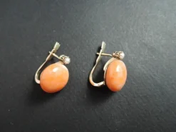 Boucles d'Oreilles Corail Peau d'Ange Et Perle