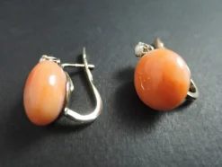 Boucles d'Oreilles Corail Peau d'Ange Et Perle
