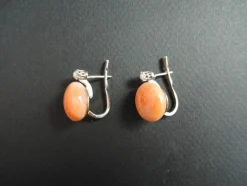 Boucles d'Oreilles Corail Peau d'Ange Et Perle