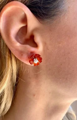 Boucles d’oreilles Cornaline Diamant