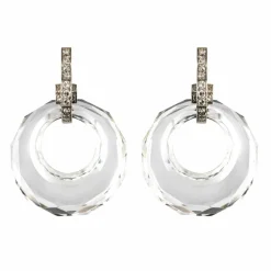 Boucles d'oreilles cristal de roche diamants