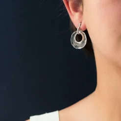 Boucles d'oreilles cristal de roche diamants