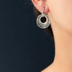 Boucles d'oreilles cristal de roche diamants