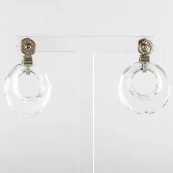 Boucles d'oreilles cristal de roche diamants