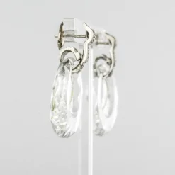 Boucles d'oreilles cristal de roche diamants