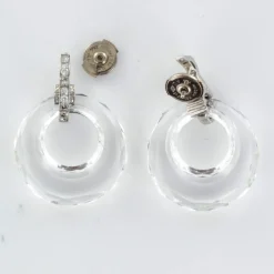 Boucles d'oreilles cristal de roche diamants