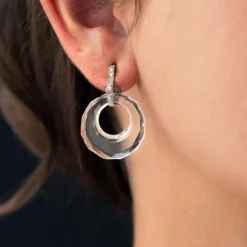 Boucles d'oreilles cristal de roche diamants