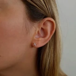 Boucles d'oreilles croix diamants or blanc