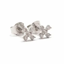 Boucles d'oreilles croix diamants or blanc