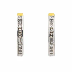 Boucles d'oreilles Créoles Or jaune, Or blanc Diamant