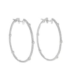 Boucles d'Oreilles Créoles Or Blanc et Diamants