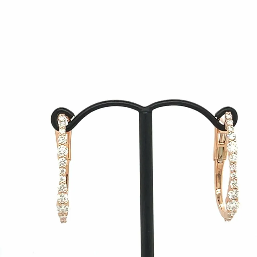 Boucles d'oreilles créoles en or rose 18 carats et diamants